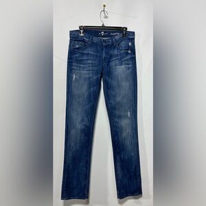 7 For All Mankind Dark Blue Straight Leg Jeans Size 30 Inseam 34”